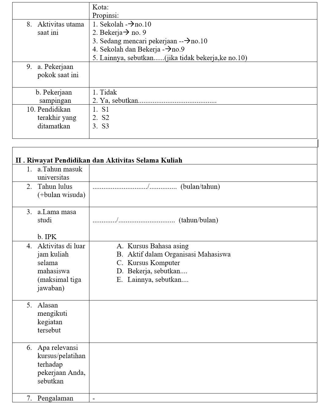 Detail Contoh Data Angket Nomer 13