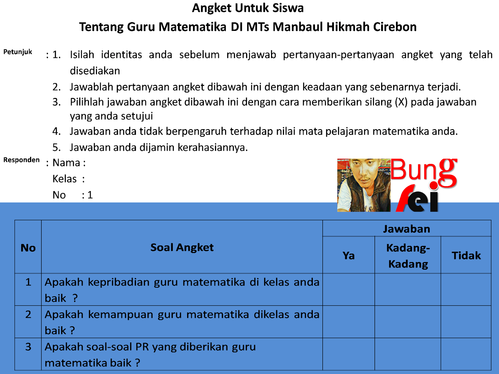 Detail Contoh Data Angket Nomer 33