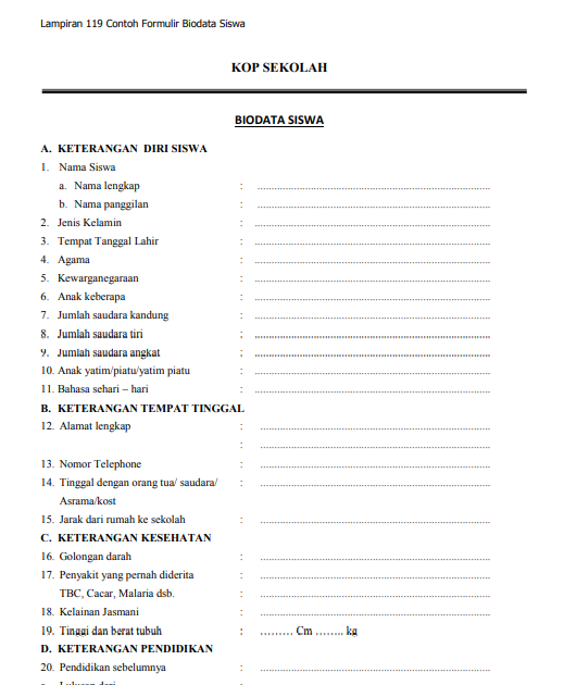 Detail Contoh Data Diri Nomer 23