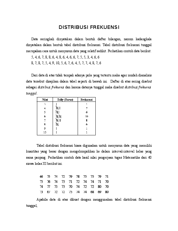 Detail Contoh Data Distribusi Frekuensi Nomer 8
