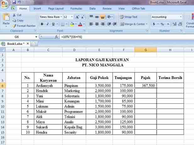 Detail Contoh Data Karyawan Nomer 40