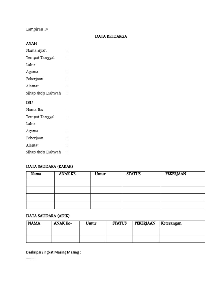 Detail Contoh Data Keluarga Nomer 11