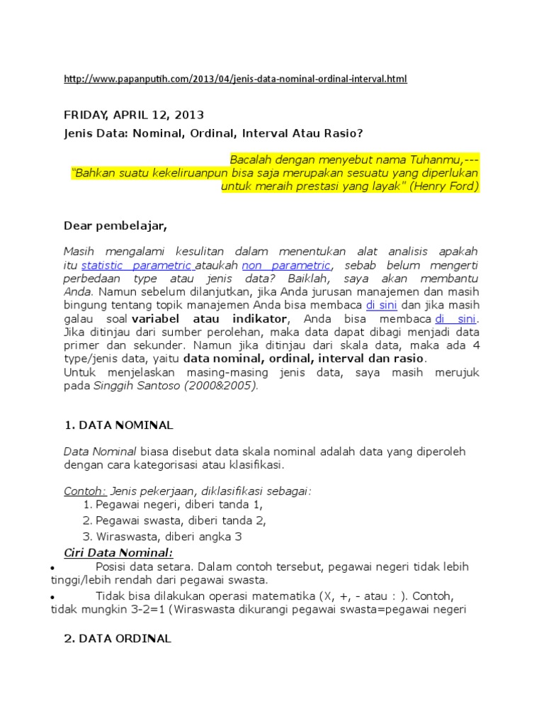 Detail Contoh Data Nominal Nomer 22