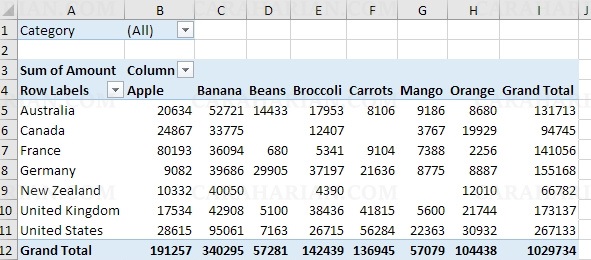 Detail Contoh Data Pivot Table Nomer 21