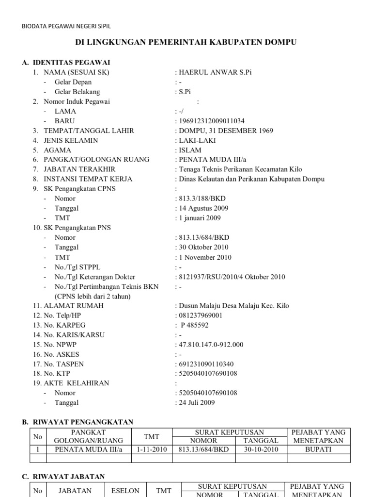 Detail Contoh Data Pribadi Nomer 18