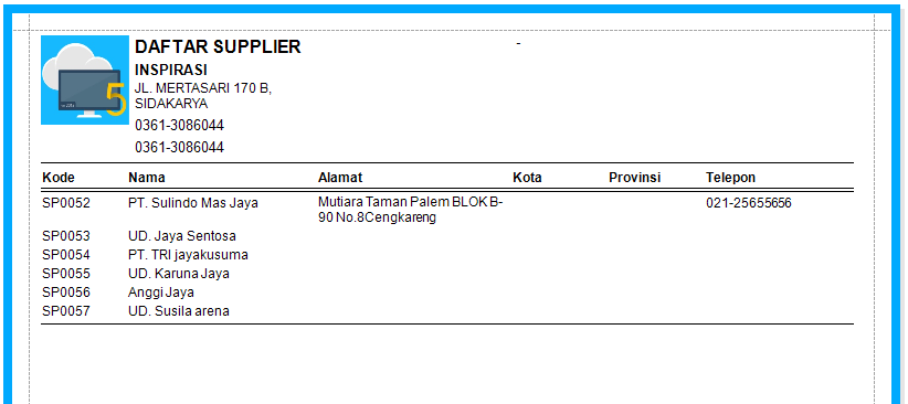 Detail Contoh Data Supplier Nomer 2