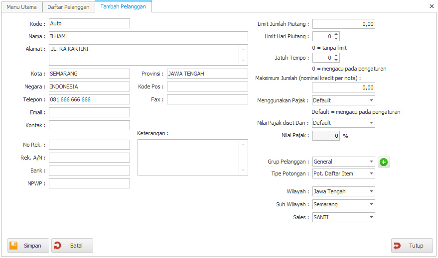 Contoh Database Pelanggan - KibrisPDR