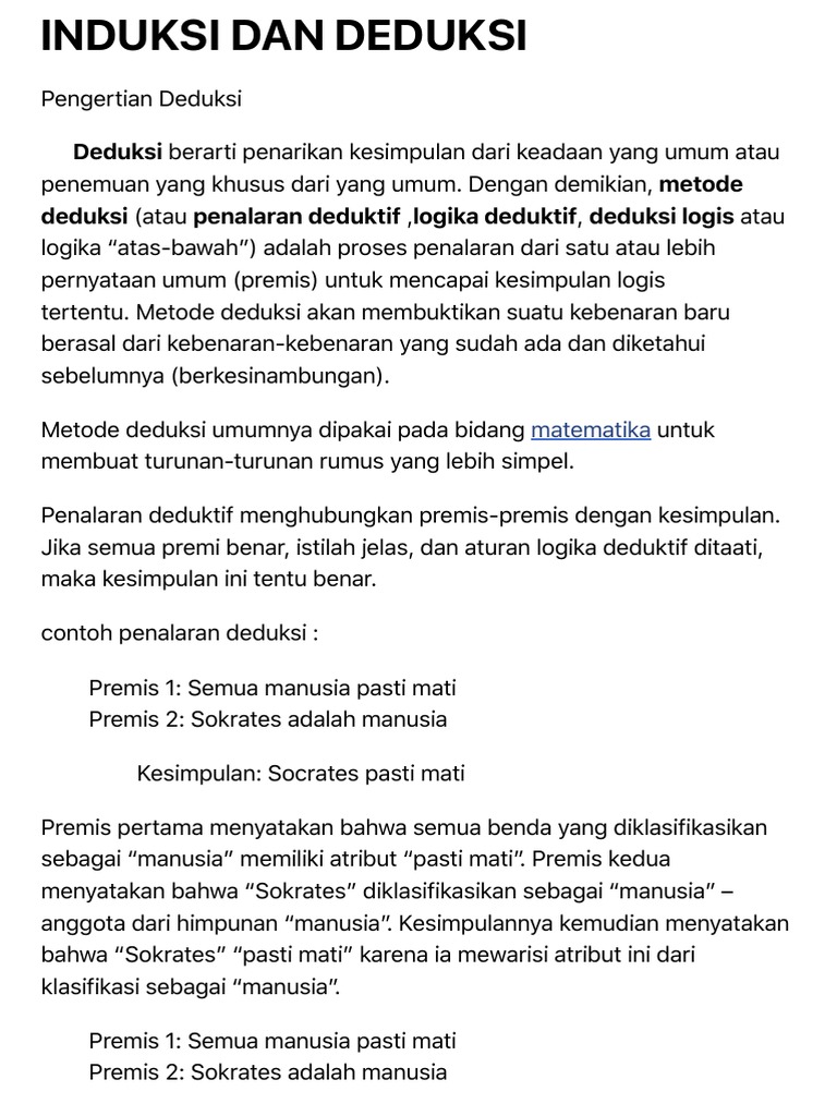 Detail Contoh Deduksi Dan Induksi Nomer 9