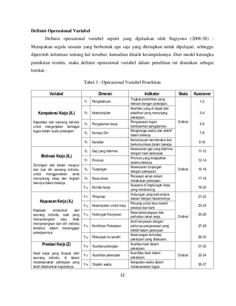 Detail Contoh Definisi Operasional Variabel Dalam Skripsi Nomer 13