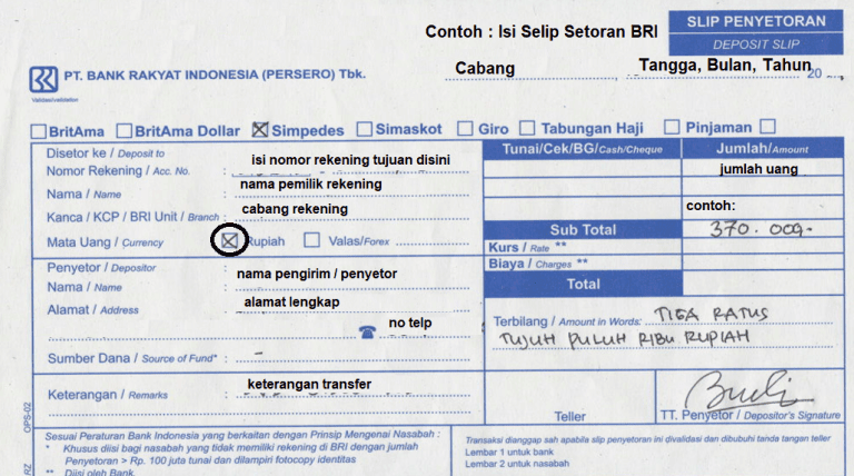 Contoh Deposit Slip - KibrisPDR