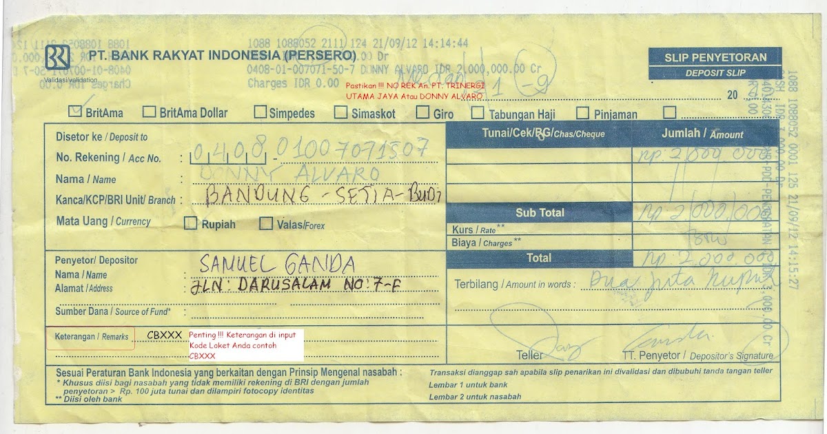 Detail Contoh Deposit Slip Nomer 14