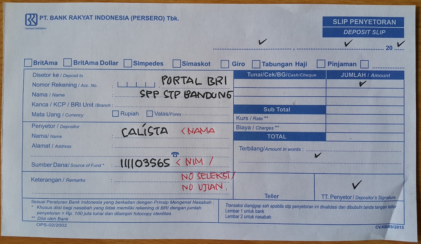 Detail Contoh Deposit Slip Nomer 23