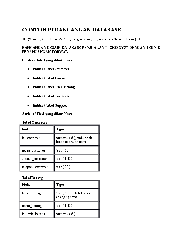 Detail Contoh Desain Database Nomer 4