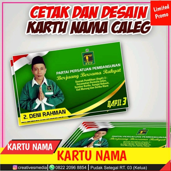 Detail Contoh Desain Kartu Nama Caleg Nomer 4