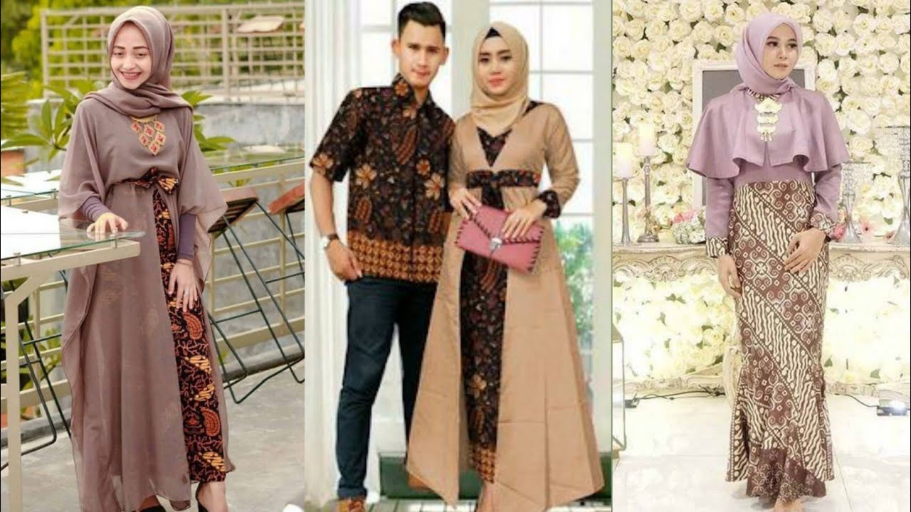 Detail Gambar Gamis Batik Kombinasi Polos Nomer 11