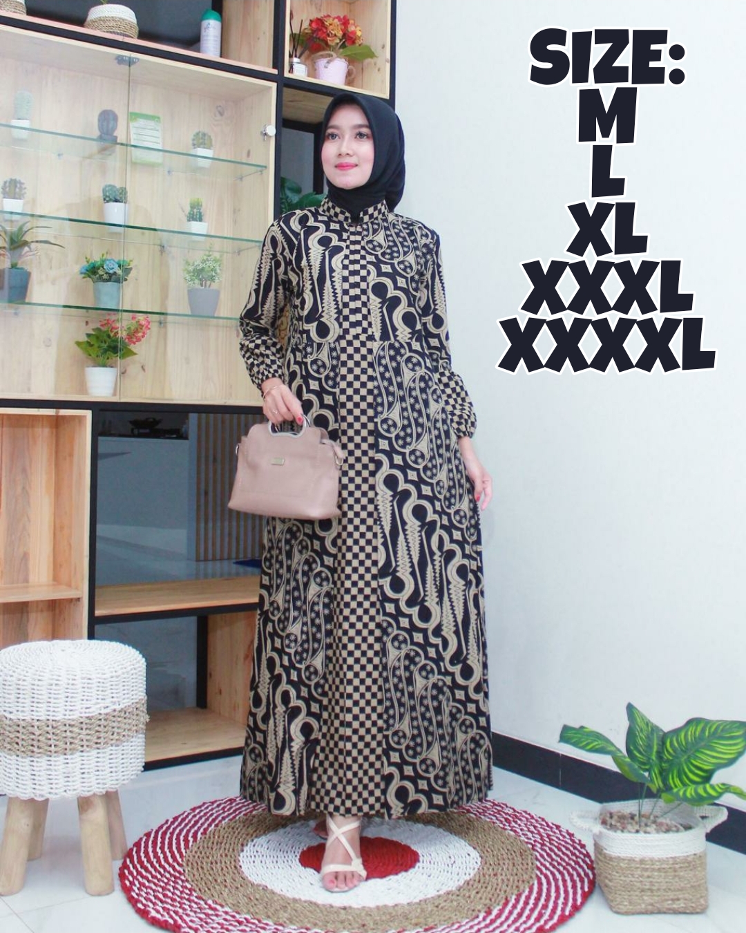 Detail Gambar Gamis Batik Kombinasi Polos Nomer 16