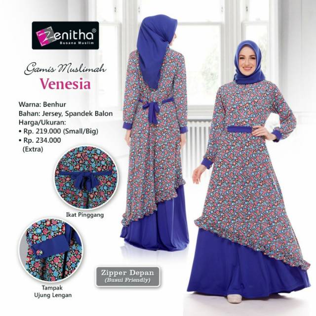 Gambar Gamis Bunga Kombinasi Polos - KibrisPDR