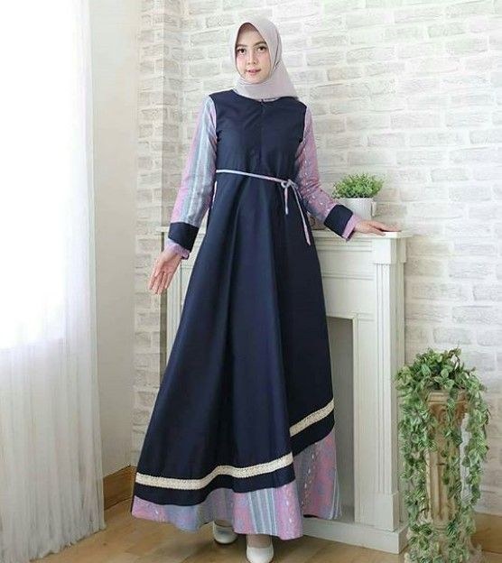 Gambar Gamis Kombinasi Polos - KibrisPDR