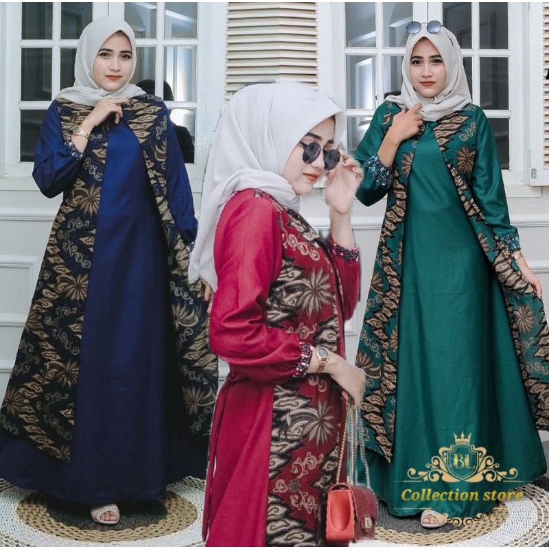 Detail Gambar Gamis Kombinasi Polos Nomer 12