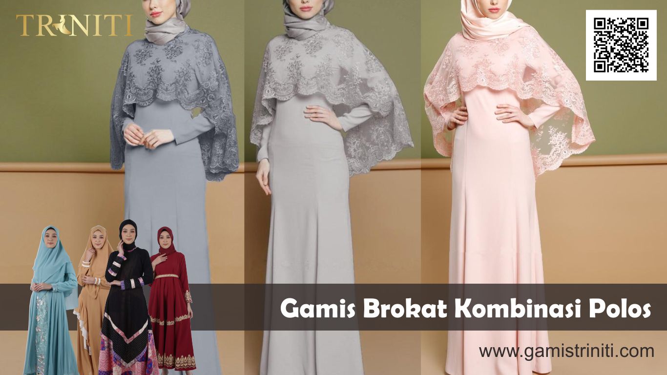 Detail Gambar Gamis Kombinasi Polos Nomer 43