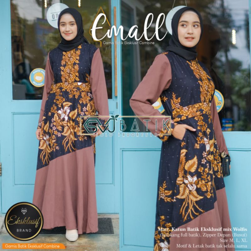 Detail Gambar Gamis Kombinasi Polos Nomer 7