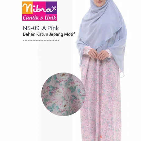 Detail Gambar Gamis Motif Bunga Warna Pink Nomer 49