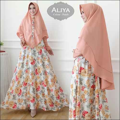 Download Gambar Gamis Motif Bunga Warna Pink Nomer 50