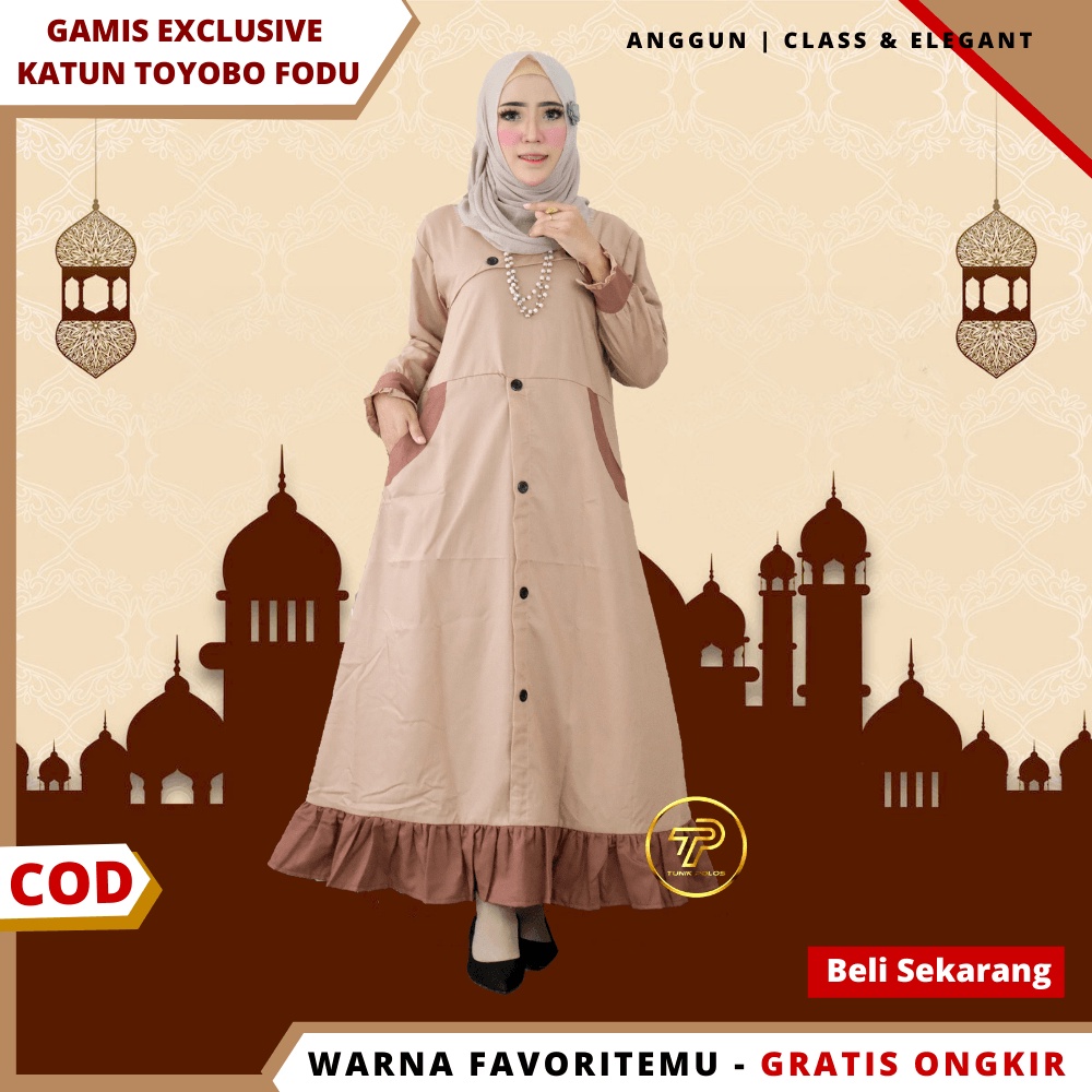 Detail Gambar Gamis Polos Kombinasi 2 Warna Nomer 33