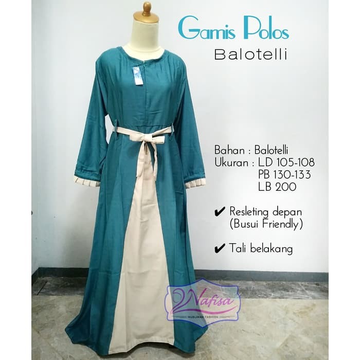 Detail Gambar Gamis Polos Kombinasi 2 Warna Nomer 43