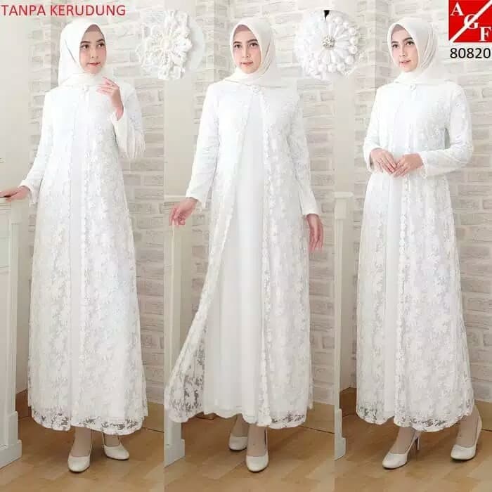 Detail Gambar Gamis Putih Terbaru Nomer 15