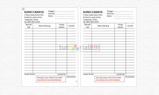 Detail Gambar Garis Pada Kolom Jumlah Kwitansi Nomer 5