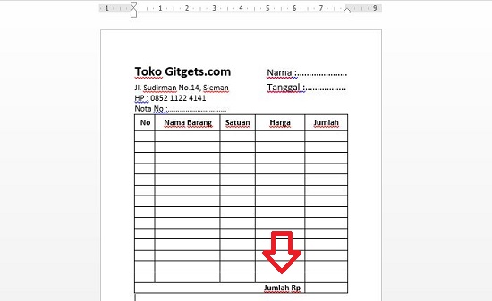Detail Gambar Garis Pada Kolom Jumlah Kwitansi Nomer 56
