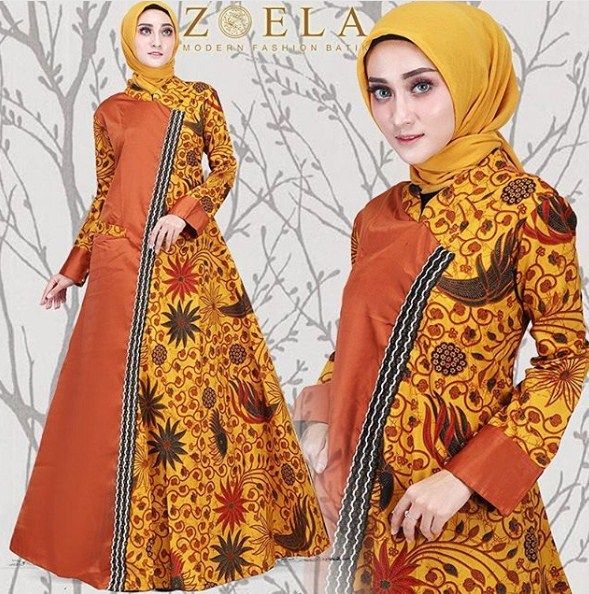 Detail Gambar Gaun Batik Kombinasi Nomer 24