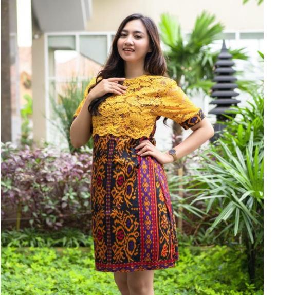 Detail Gambar Gaun Brokat Kombinasi Batik Nomer 18