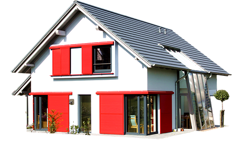 Detail Rotes Dach Graue Fenster Nomer 2