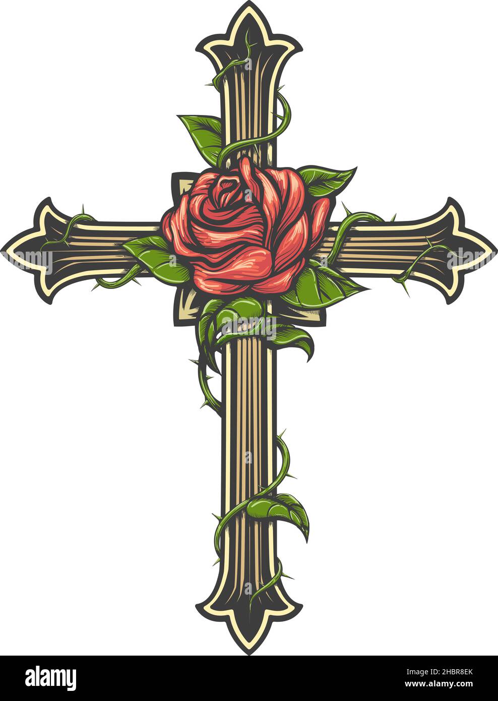 Detail Rose Mit Kreuz Tattoo Nomer 2