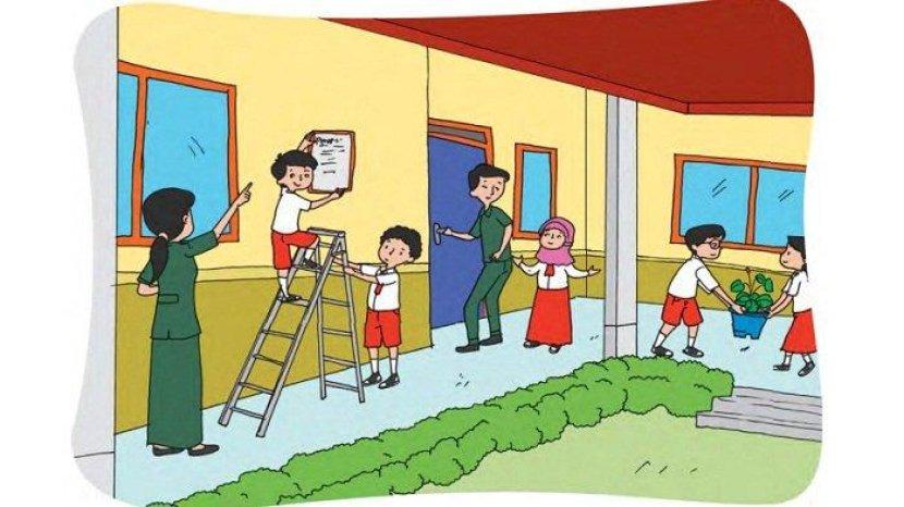 Detail Gambar Gotong Royong Di Sekolah Kartun Nomer 12