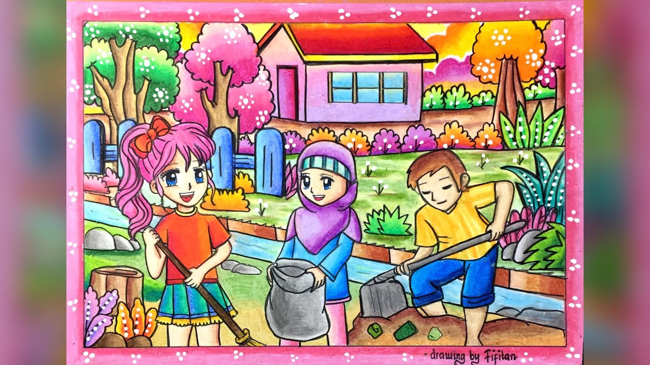 Detail Gambar Gotong Royong Di Sekolah Kartun Nomer 18