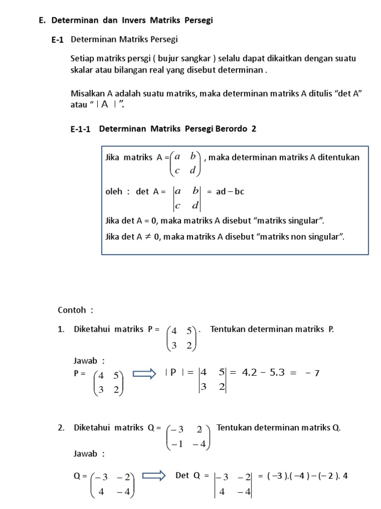 Detail Contoh Determinan Matriks Nomer 45