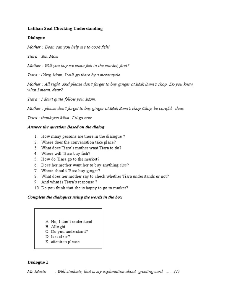 Detail Contoh Dialog Checking For Understanding Nomer 30
