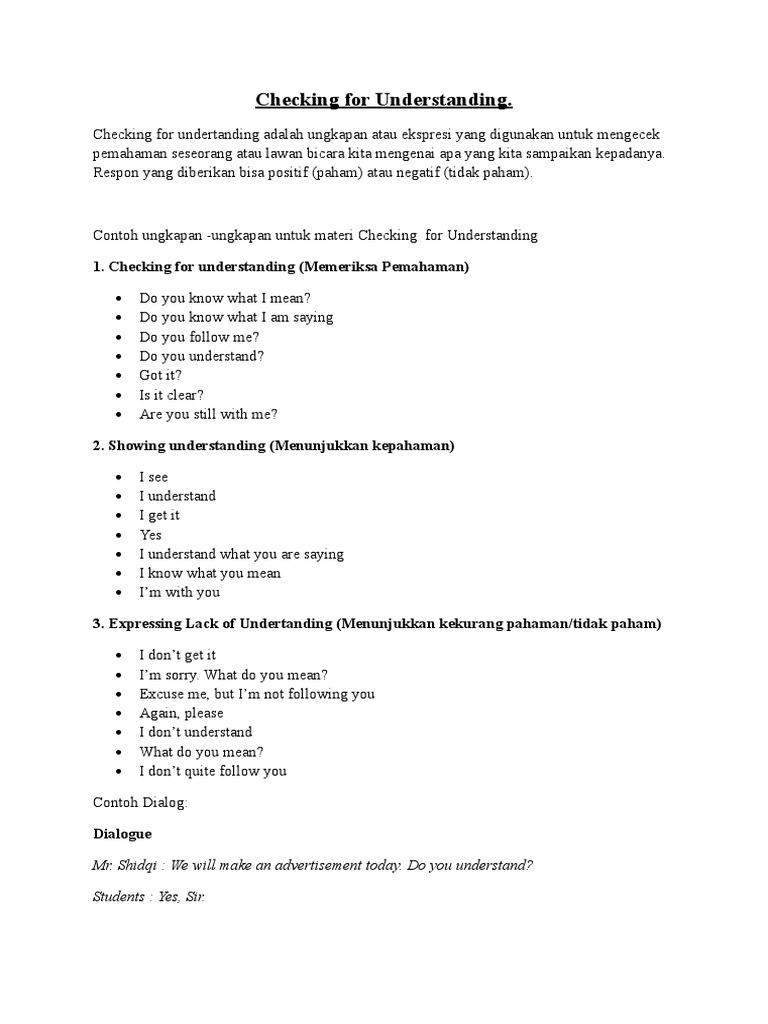 Detail Contoh Dialog Checking Understanding Nomer 19