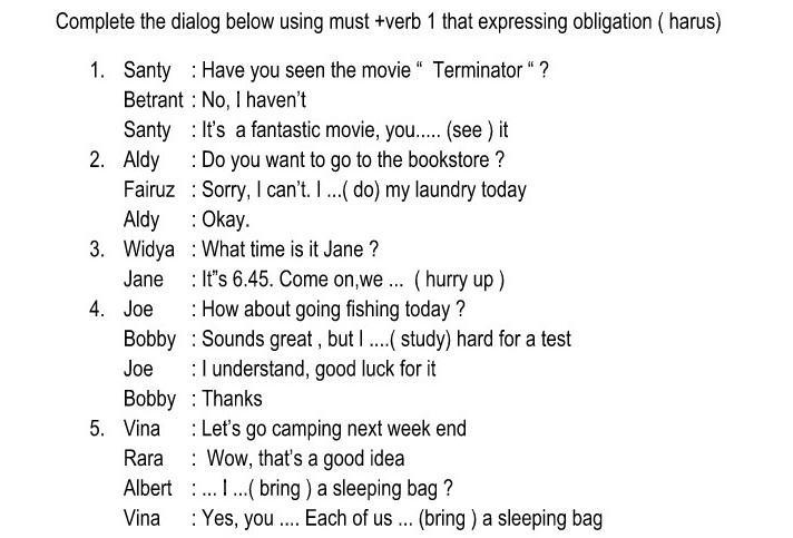 Detail Contoh Dialog Expressing Obligation Nomer 2