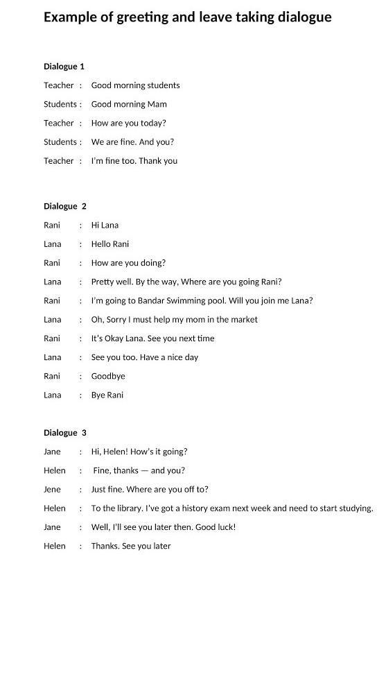 Contoh Dialog Greeting And Leave Taking - KibrisPDR