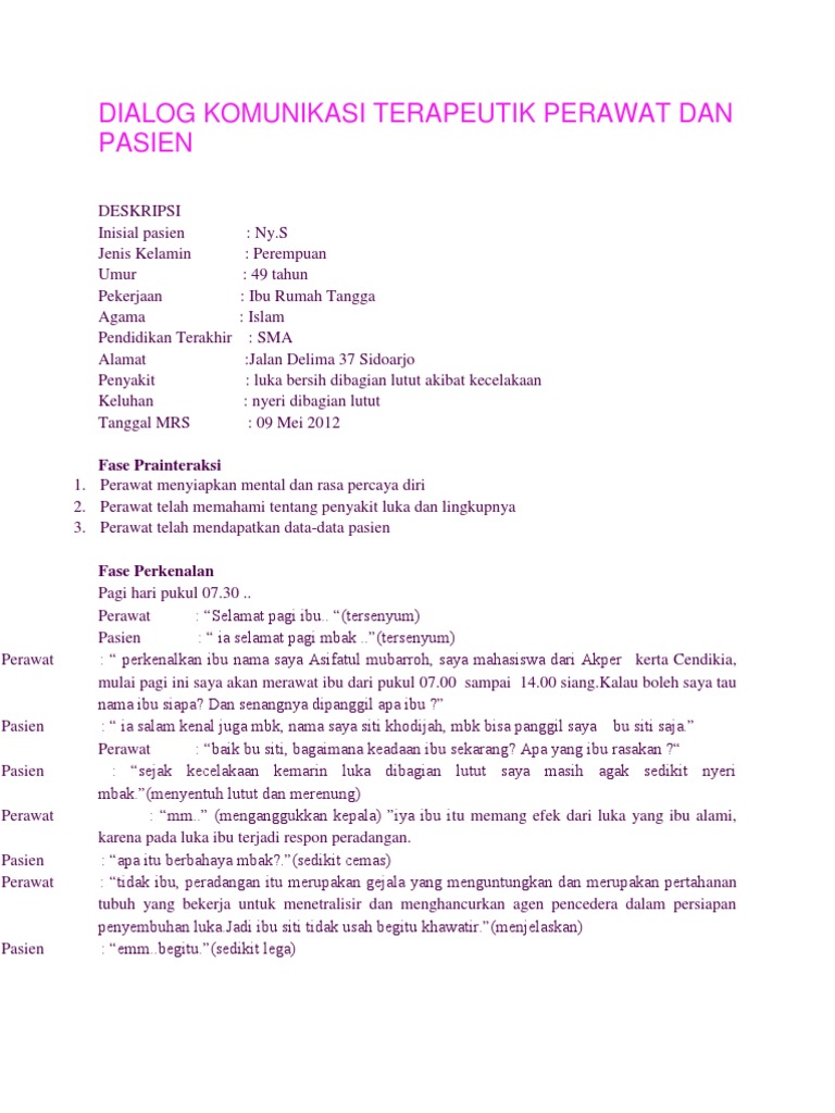 Detail Contoh Dialog Komunikasi Perawat Dengan Dokter Nomer 3