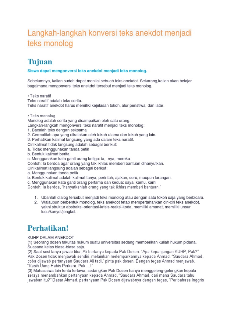 Detail Contoh Dialog Monolog Nomer 52