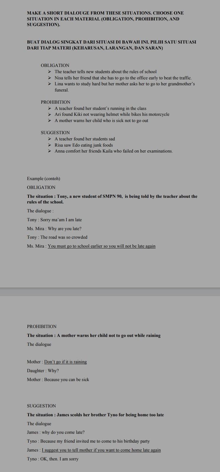 Detail Contoh Dialog Obligation Nomer 18