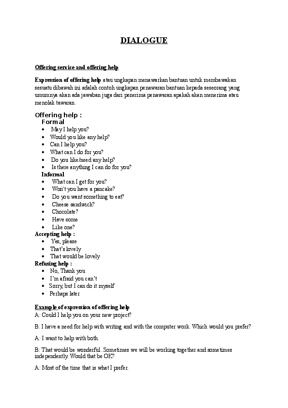 Detail Contoh Dialog Offering Help Nomer 6