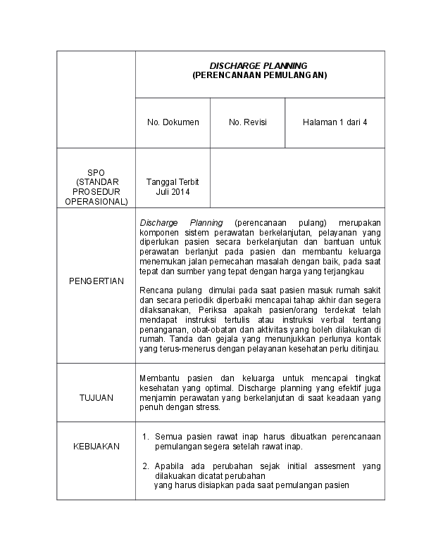 Detail Contoh Discharge Planning Nomer 2