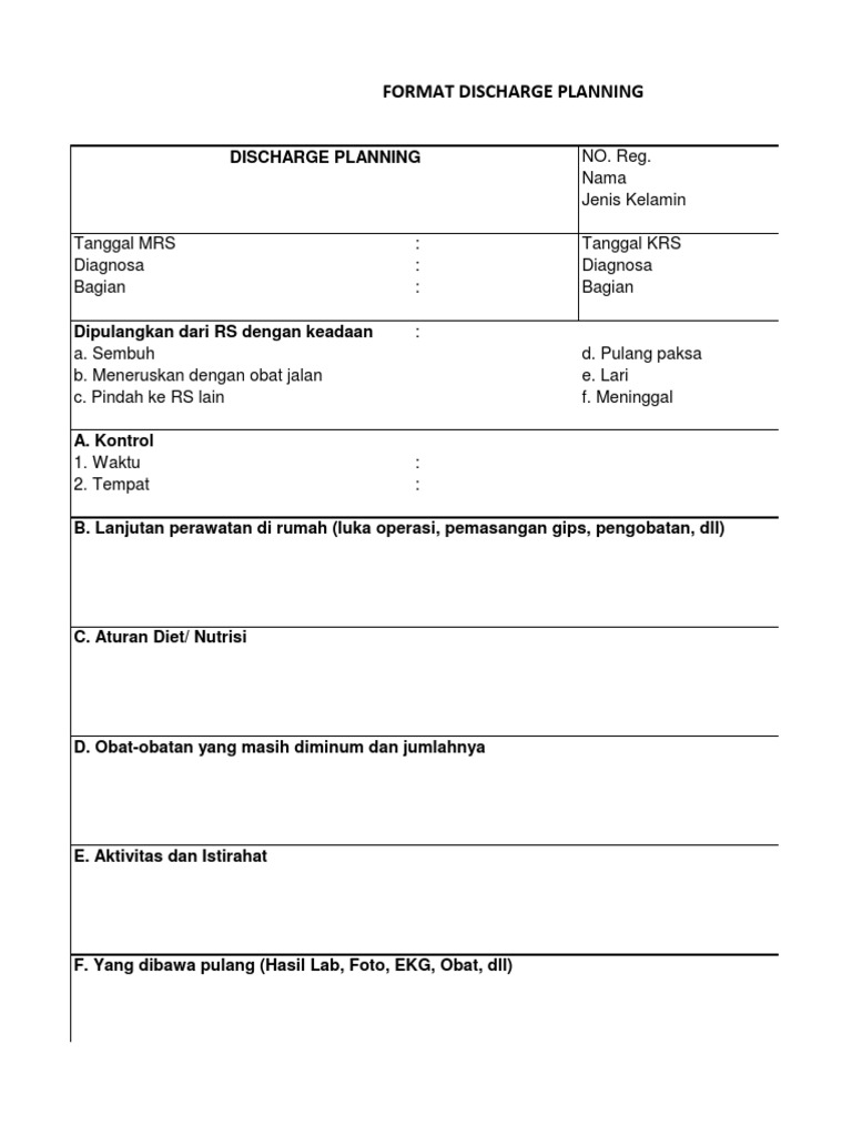 Detail Contoh Discharge Planning Nomer 17