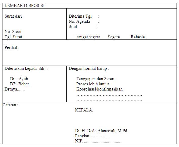 Detail Contoh Disposisi Surat Masuk Nomer 14